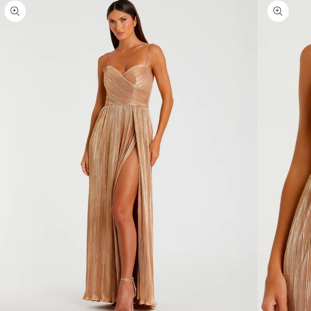 Mac Duggal Gold Metallic A Line Dress size 8